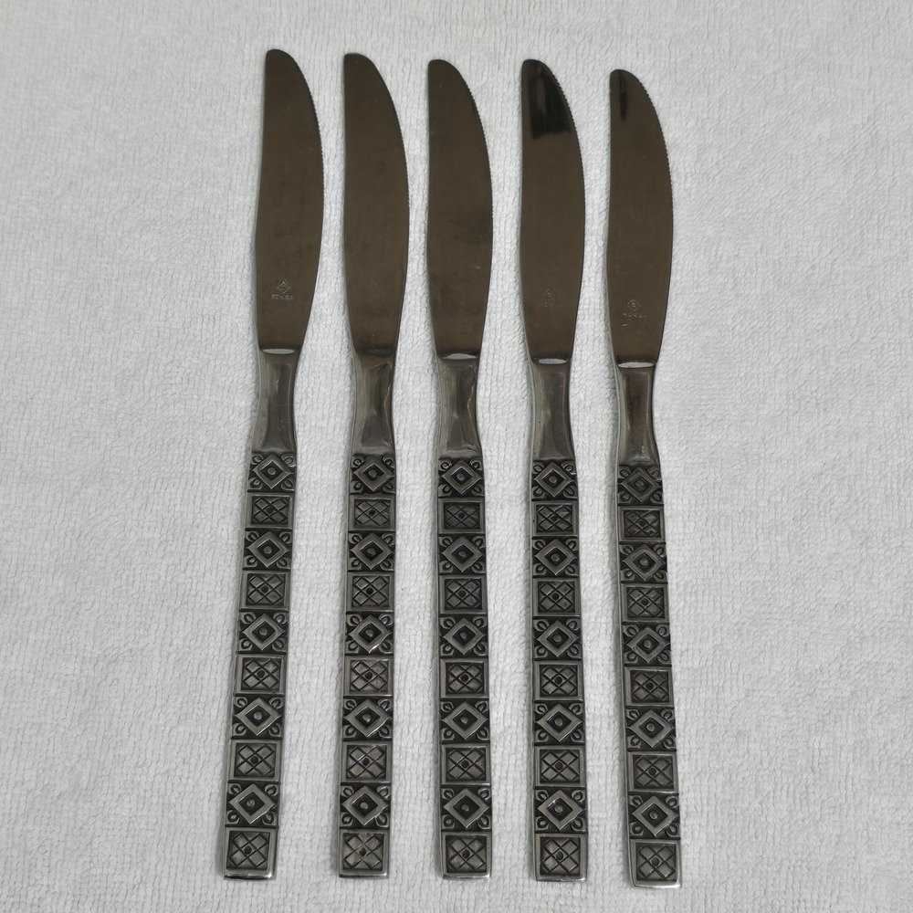Vintage Oneida Northland Vegas Stainless Flatware 5 Dinner Knives Korea 8 5/8"